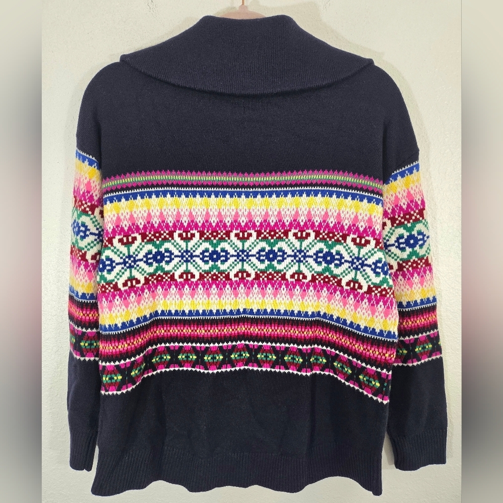 *NWT* Talbots Vibrant Half-Zip Mockneck Sweater Fair Isle Lamb Wool Blend, MP - Picture 4 of 6
